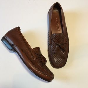 Cole Haan Woven Leather Tassel Loafers Sz7B